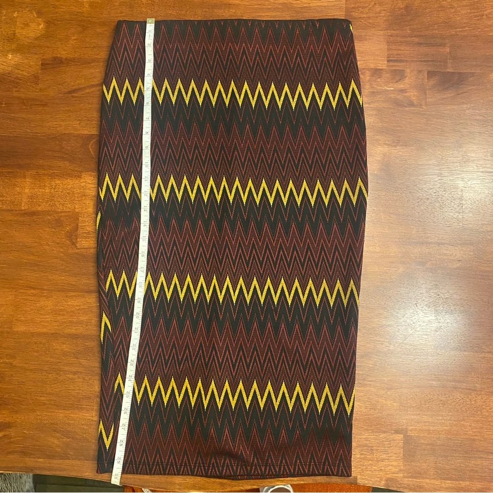 Zara Brown and Yellow Midi Pencil Skirt